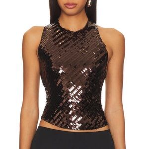 Stunning tank in a sequin-adored design with high neckline,
